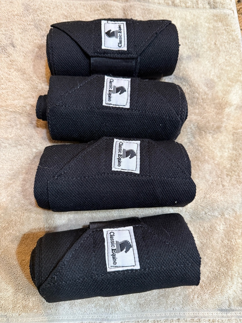 Classic Equine Black standing leg Polo Wraps - Set of 4